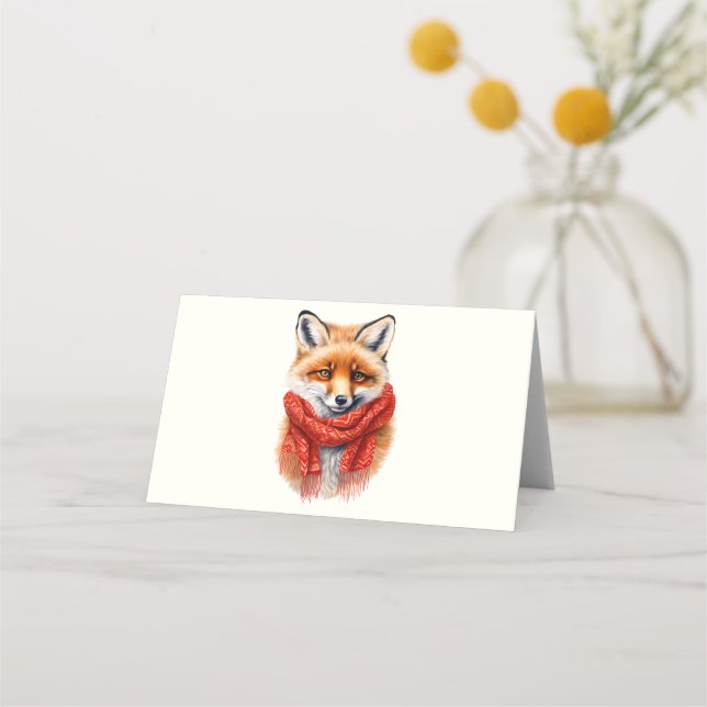 Carte De Placement Cute Fox in a Red Scarf Autumn Image (Devant)