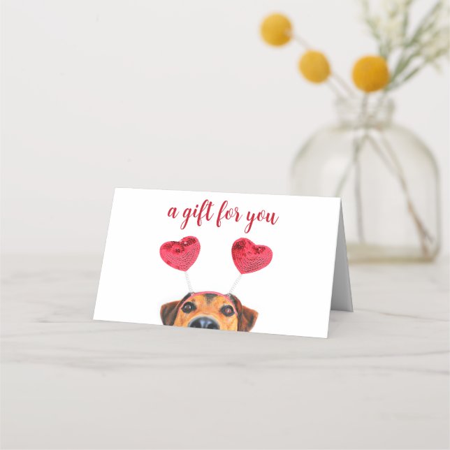 Carte De Placement Cute Fun Dog Headband Valentine's Day Carte cadeau (Devant)
