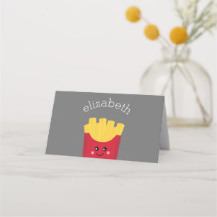 Carte De Placement Cute Kawaii Fries françaises avec nom personnalisé