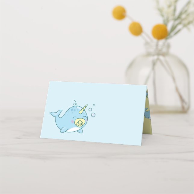 Carte De Placement Cute Narwhal Baby shower Kawaii (Devant)