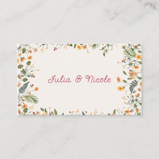 Carte De Placement Daffodiles botaniques Daisy Peony Flowers Mariage (Devant)