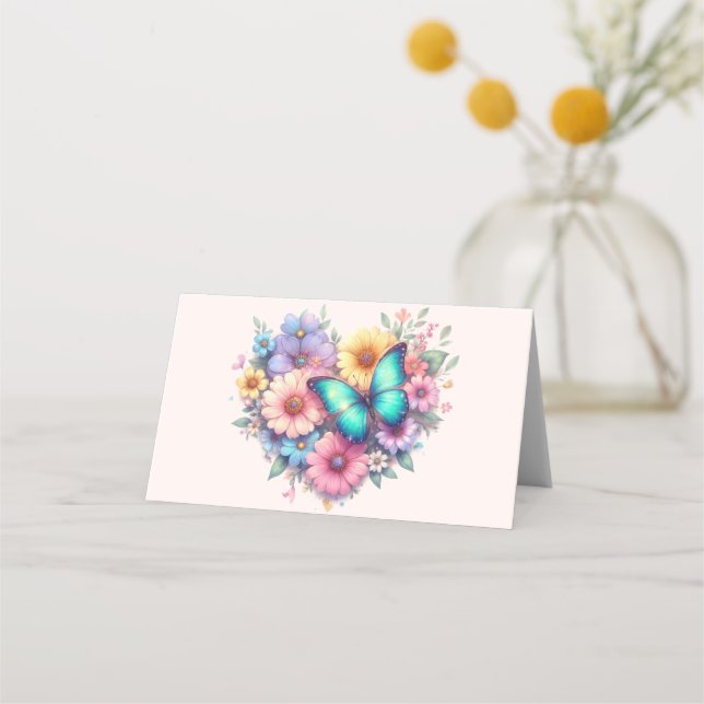 Carte De Placement Daisy Flowers with a Beautiful Butterfly (Devant)