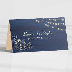 Carte de placement de mariage bleu marine rustique