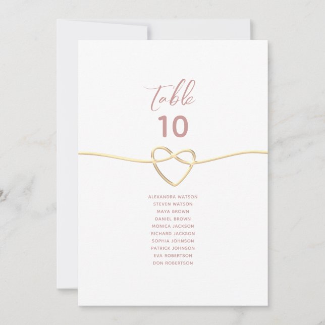 Carte de placement de mariage rose poudrée minimal (Devant)