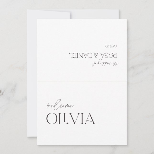 Carte de Placement de Mariage – Typographie Minima (Devant)
