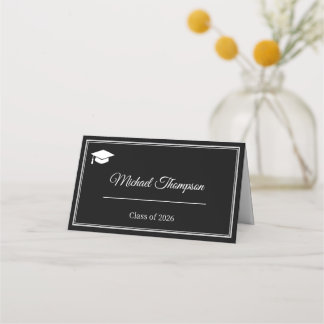 Carte de placement de remise de diplôme noir et bl