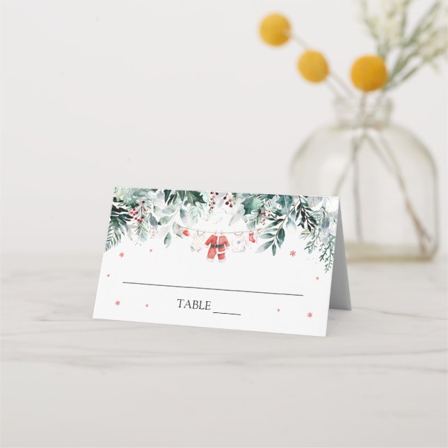 Carte de placement de vêtements de bébé pour Noël  (Devant)