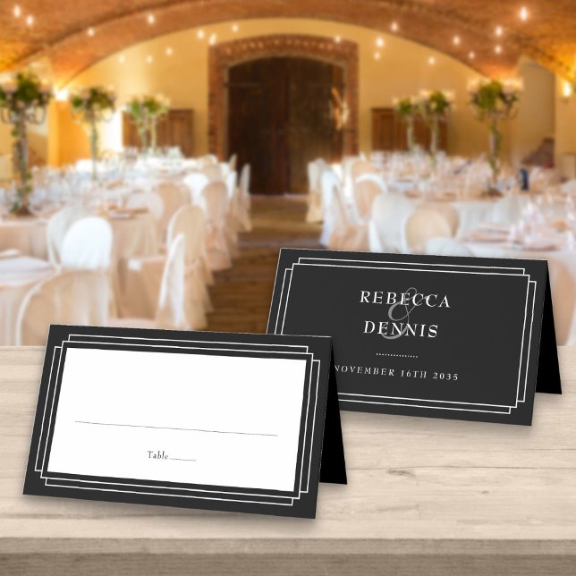 Carte De Placement Déco classique | Mariage noir et blanc (Créateur téléchargé)