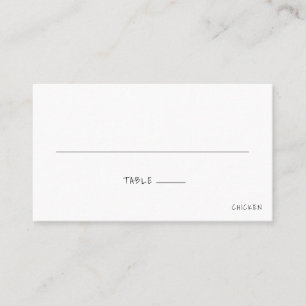 Carte De Placement Décontracté minimaliste Mariage repas noir et blan