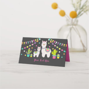 Carte De Placement Décor Fête Cute Llama Baby shower Cactus