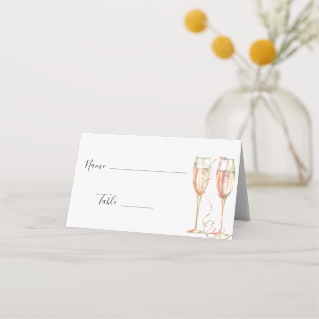 Carte De Placement Déjeuner Champagne et Mariage pétillant (Devant)