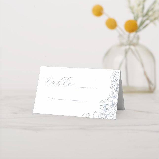 Carte De Placement Delicate Blue Floral Wedding Table (Devant)