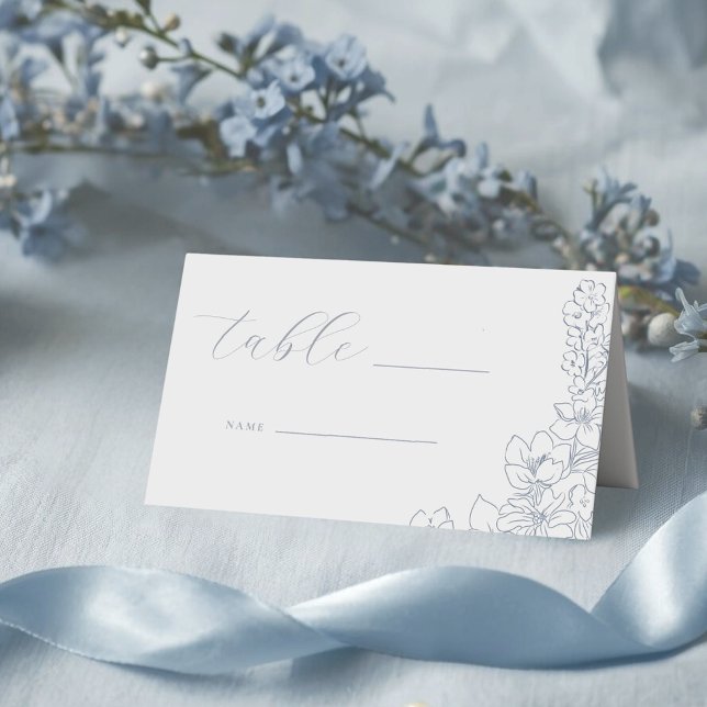 Carte De Placement Delicate Blue Floral Wedding Table (Créateur téléchargé)