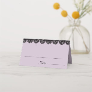 Carte De Placement Dentelle noire sur Lavande douce Mariage personnal