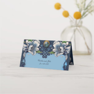 Carte De Placement Design élégant bleu celtique