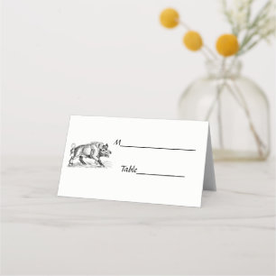 Carte De Placement Dessin vintage de sanglier en noir et blanc #2