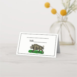 Carte De Placement Dessin vintage de sanglier en noir et blanc #3C