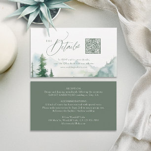 Carte De Placement Détails du code QR rustique de la forêt de la mont
