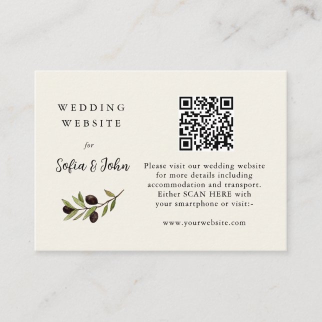 Carte De Placement Détails du Mariage de la branche Olive rustique av (Devant)