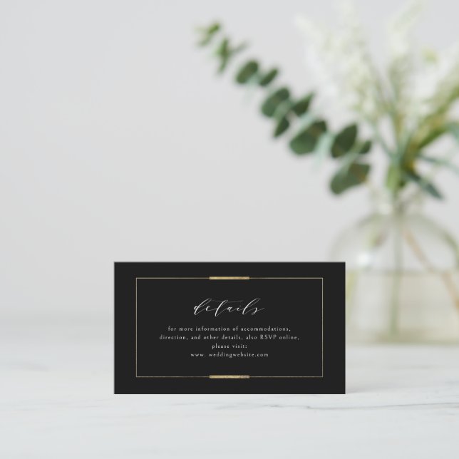 Carte De Placement Détails du Mariage simple encadré Elegance Black (Debout devant)