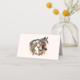 Carte De Placement Deux beaux chevaux Boho occidental