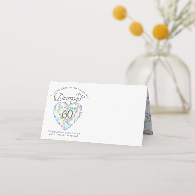 Carte De Placement Diamond aquarelle 60ème mariage événement carte pl (Devant)