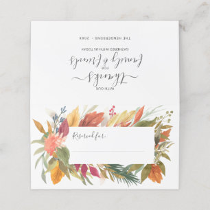 Carte De Placement Dîner Thanksgiving Aquarelle Folio d'automne