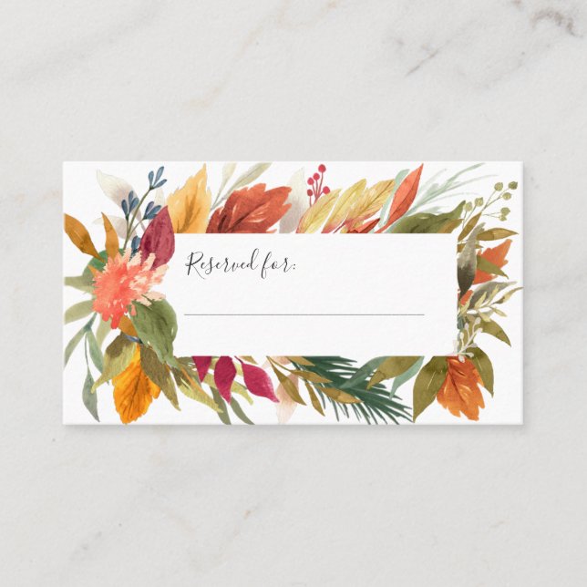 Carte De Placement Dîner Thanksgiving Aquarelle Folio d'automne (Devant)