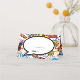 Carte De Placement Discours Moderne Bubble Amusant Rétro Comic Mariag