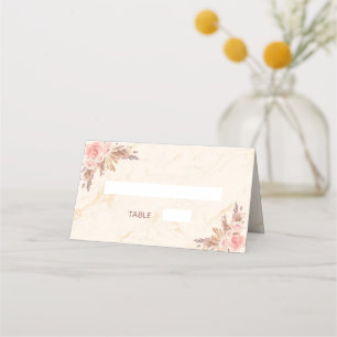 Carte De Placement Douche nuptiale pampas herbe flush florales marbre