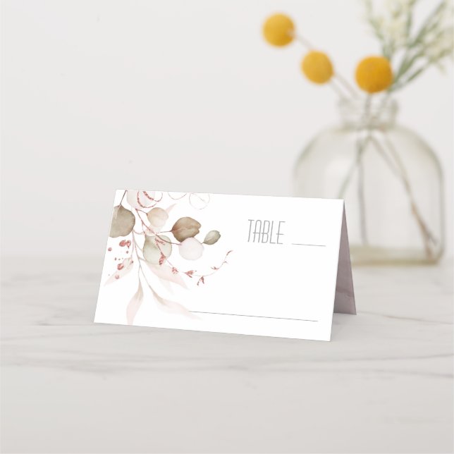 Carte De Placement Dreamy Foliage Mariage Table Blush Pink ID817 (Devant)