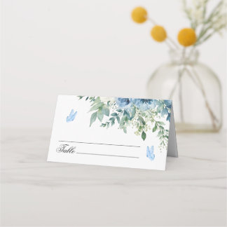 Carte De Placement Dusty Blue Flowers Wedding 
