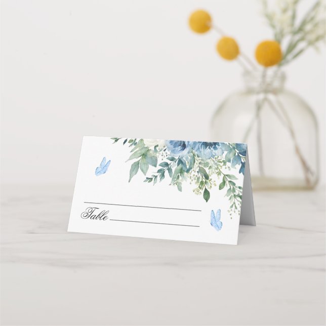 Carte De Placement Dusty Blue Flowers Wedding  (Devant)