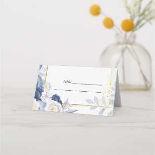 Carte De Placement Dusty Blue Gold Floral Mariage