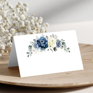 Carte De Placement Dusty Blue Navy Champagne Ivory Floral Mariage Pla