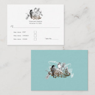 Carte De Placement Dusty Blue Romantic Woodpecker Inséparables
