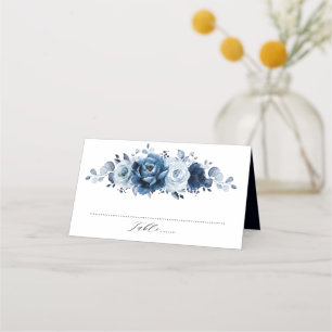 Carte De Placement Dusty Blue Slate Navy Floral Botanal Mariage