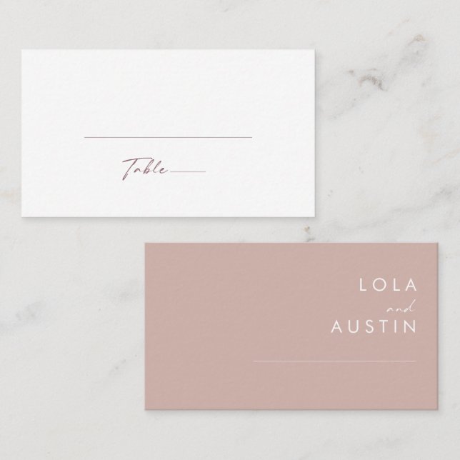 Carte De Placement Dusty Boho | Rose et Mariage plat violet (Devant / Derrière)