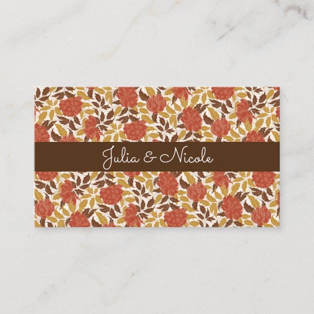 Carte De Placement Dusty Brunt Orange Peony Flowers Mariage de automn (Devant)