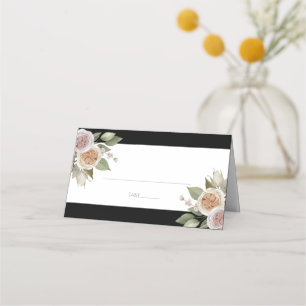 Carte De Placement Dusty rose Pêche Rose Botanique Mariage noir