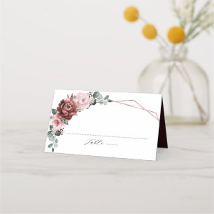 Carte De Placement Dusty rose Rose floral Mariage géométrique
