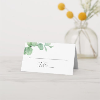 Carte De Placement Eau-couleur eucalyptus. Elégant mariage de verdure