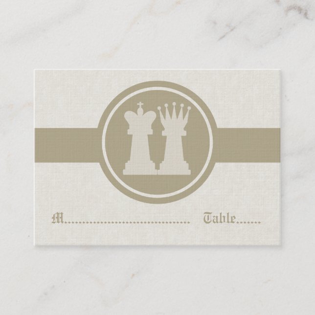 Carte De Placement Échecs King et Queen Mariage Place Cartes, Latte (Devant)