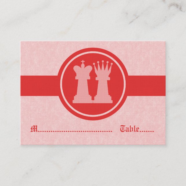 Carte De Placement Échecs King et Queen Mariage Place Cartes, Rouge (Devant)
