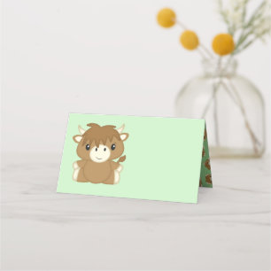 Carte De Placement écossais Highland Baby shower de vache vert
