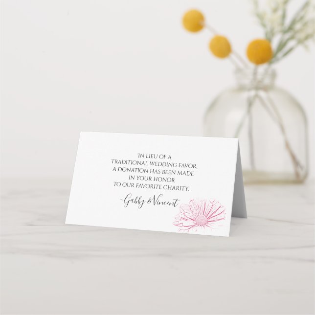 Carte De Placement Effet de marguerite rose Floral Mariage Charité fa (Devant)
