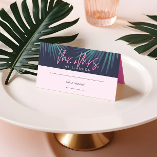 Carte De Placement Electric Love Neon rose Tropical Mariage rétro