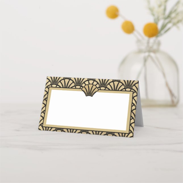 Carte De Placement Élégant Black Gold Coloured Art Deco Mariage Event (Devant)