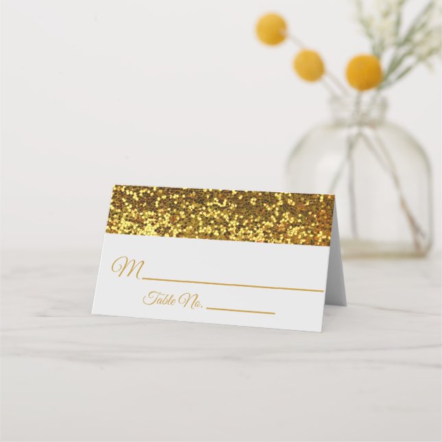 Carte De Placement Élégant Black Gold Parties scintillant Mariage Bro (Devant)
