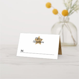 Carte De Placement Elégant Blanc Faux Gold Star Joyeux Noël